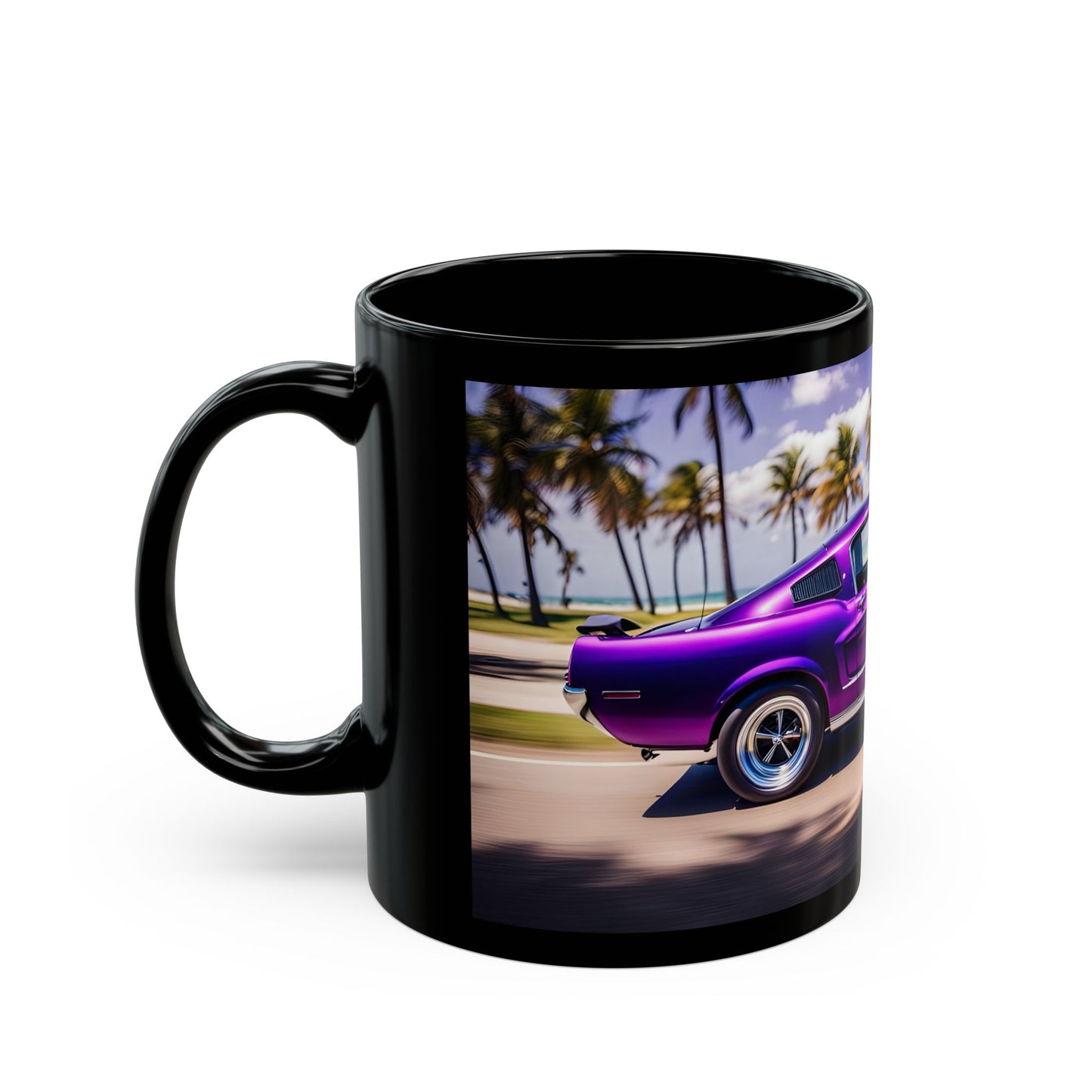Purple Mustang Ceramic Coffee Mug, Car Lover Gift, Classic Auto Decor, Road Trip Mug, Vintage Vehicle