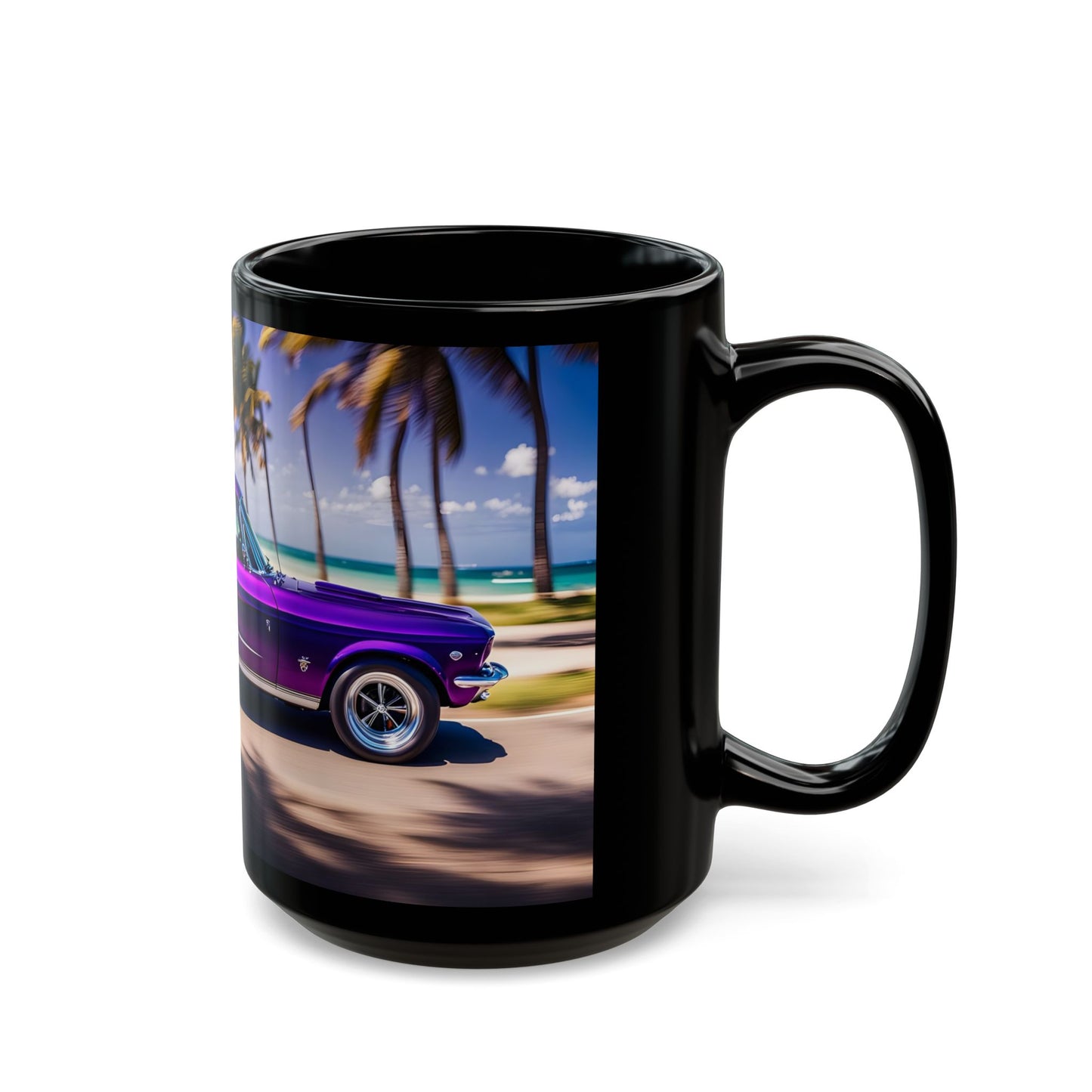 Purple Mustang Ceramic Coffee Mug, Car Lover Gift, Classic Auto Decor, Road Trip Mug, Vintage Vehicle