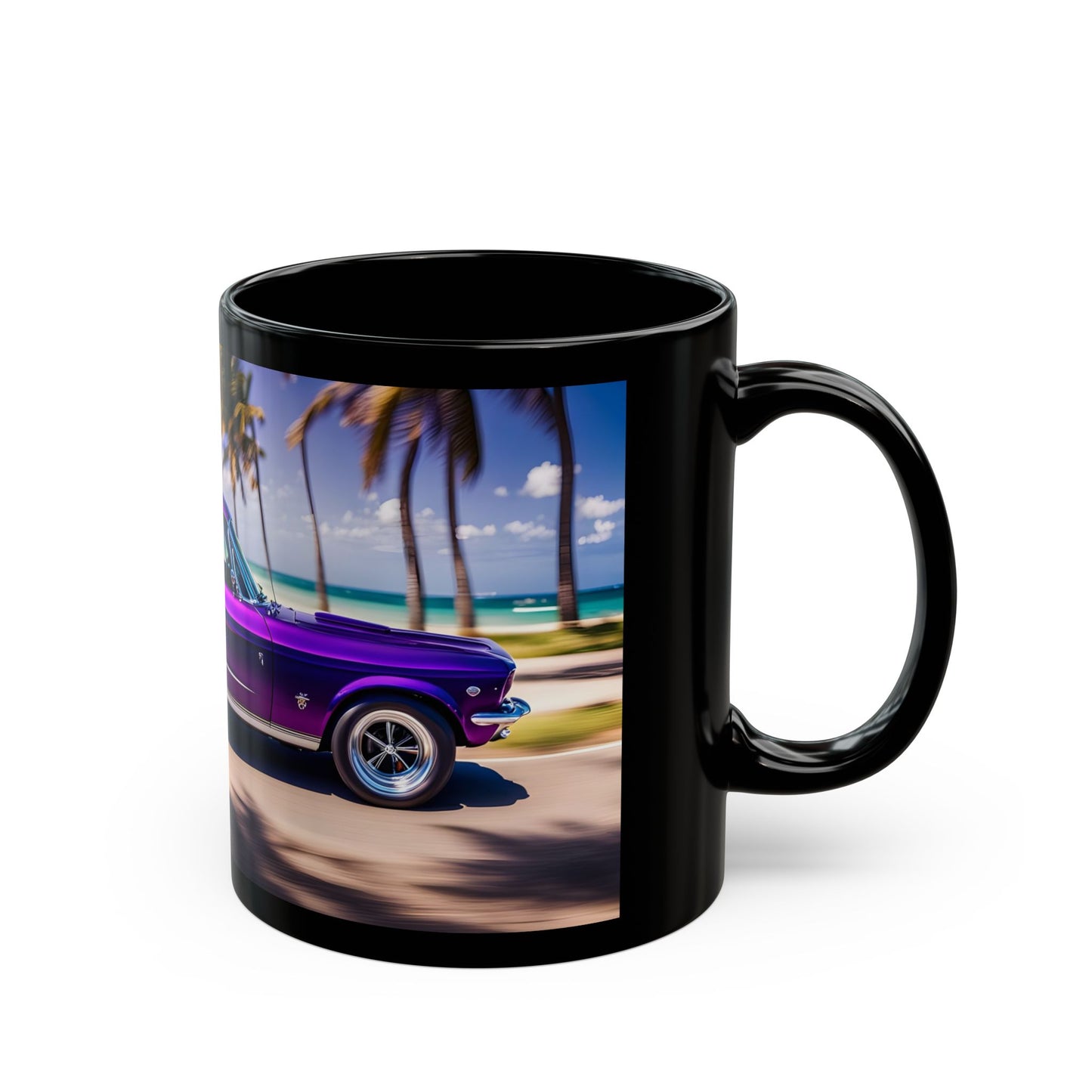 Purple Mustang Ceramic Coffee Mug, Car Lover Gift, Classic Auto Decor, Road Trip Mug, Vintage Vehicle