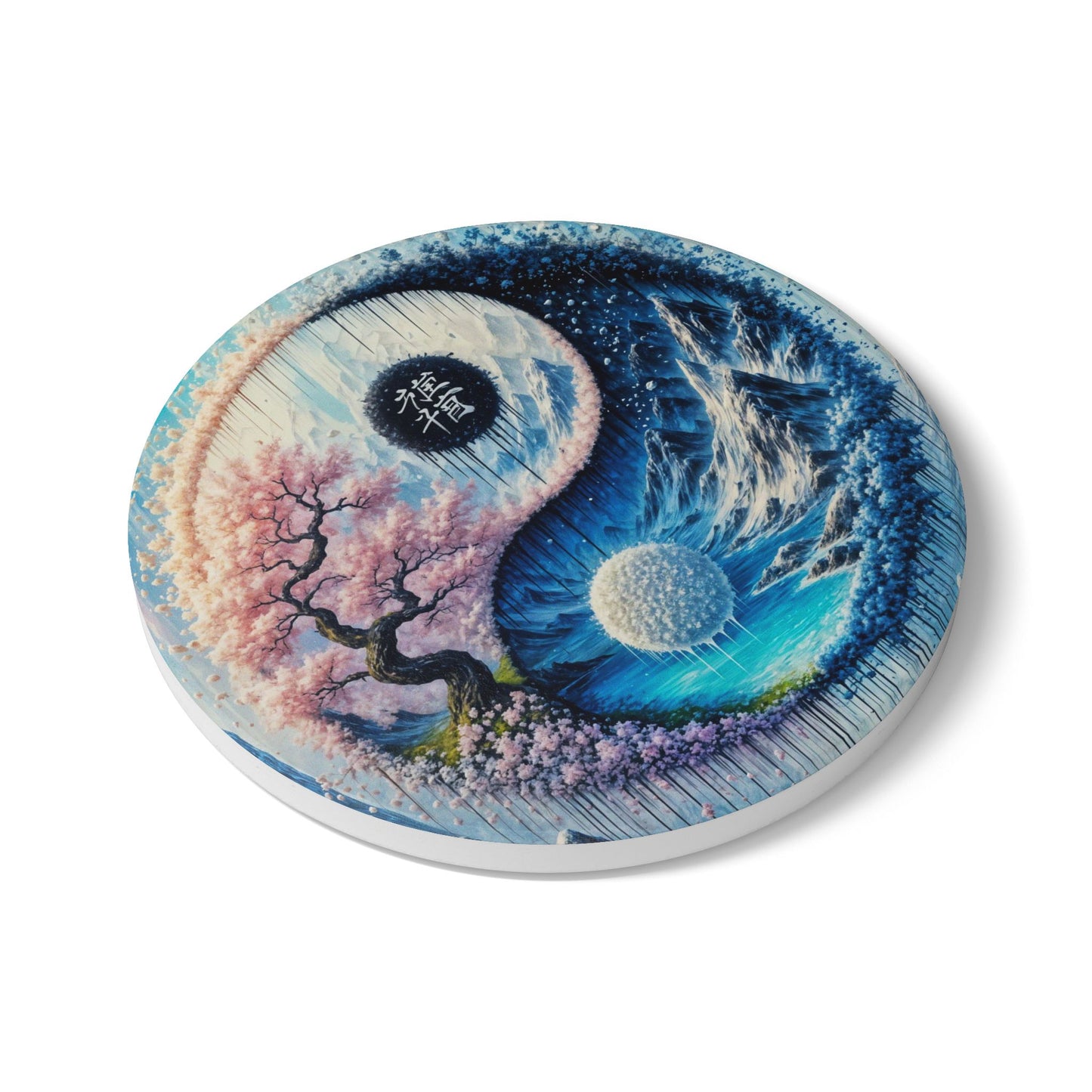 Harmony Ceramic Coaster Set - Yin Yang Design, Nature Lovers Gift, Home Decor, Coffee Table Accessory, Unique Artwork