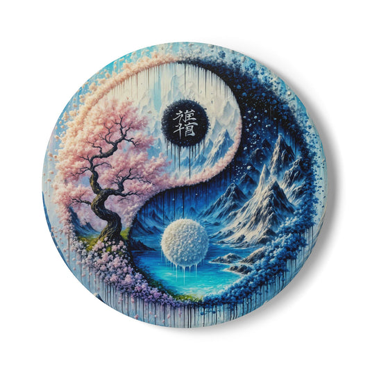 Harmony Ceramic Coaster Set - Yin Yang Design, Nature Lovers Gift, Home Decor, Coffee Table Accessory, Unique Artwork