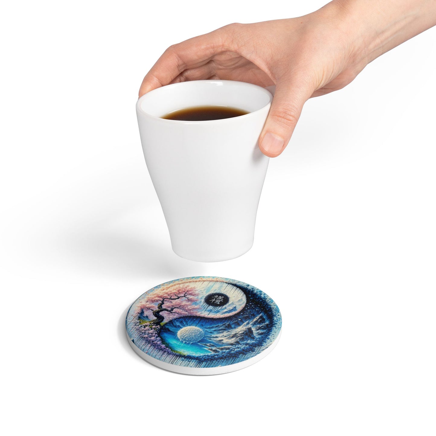 Harmony Ceramic Coaster Set - Yin Yang Design, Nature Lovers Gift, Home Decor, Coffee Table Accessory, Unique Artwork